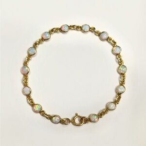 White Opal Bracelet | Handmade Gold 925 Sterling Silver